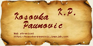 Kosovka Paunović vizit kartica